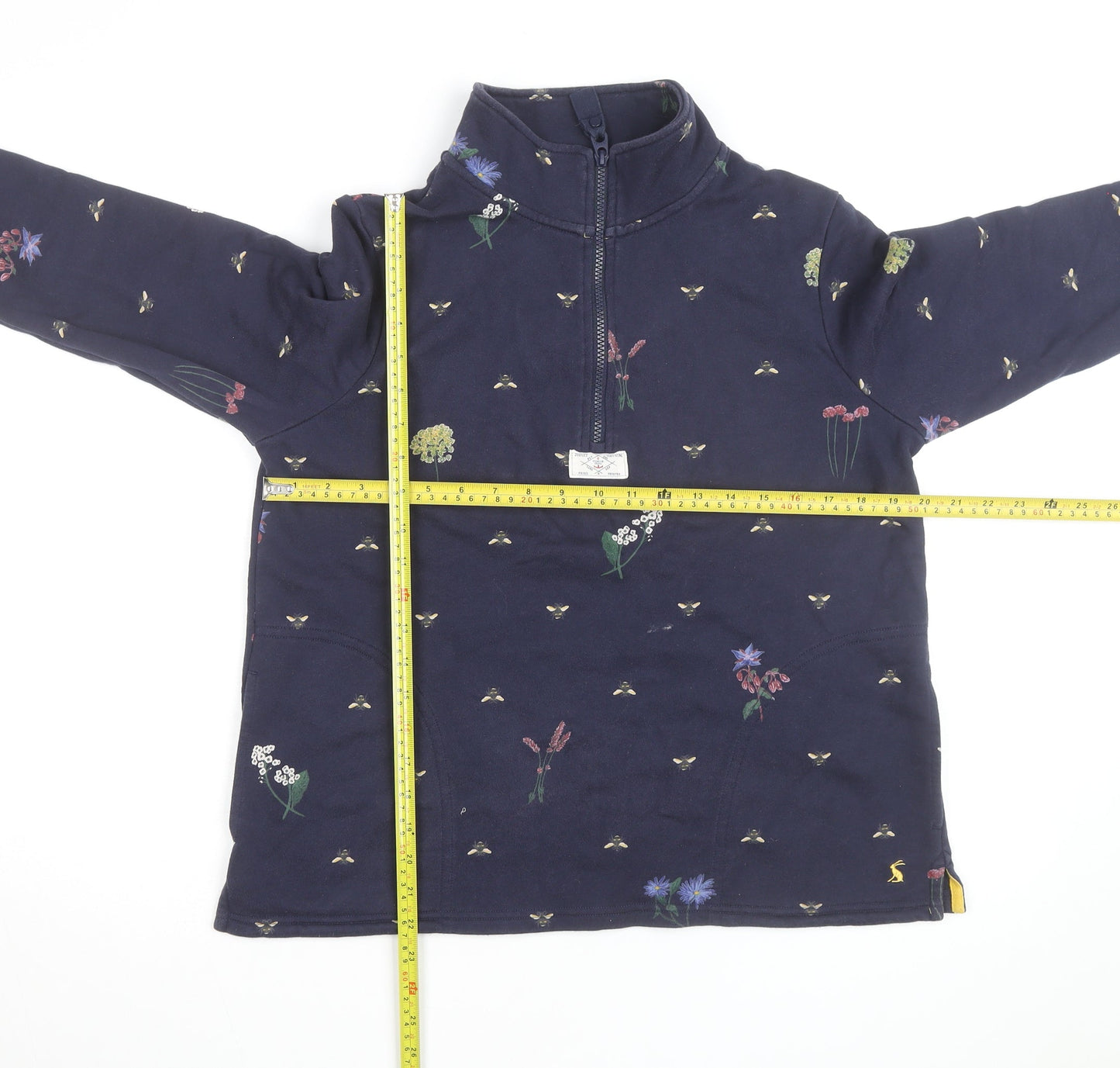 Joules Women Navy Floral Bee 1/4 Zip Sweatshirt UK 12