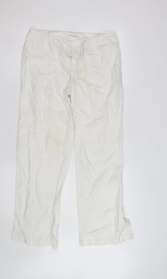 Marks and Spencer Women’s White Linen Chino Trousers Size 10