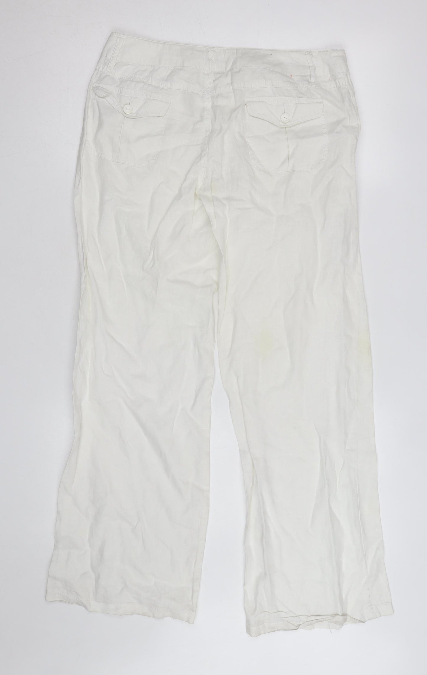 Marks and Spencer Women’s White Linen Chino Trousers Size 10