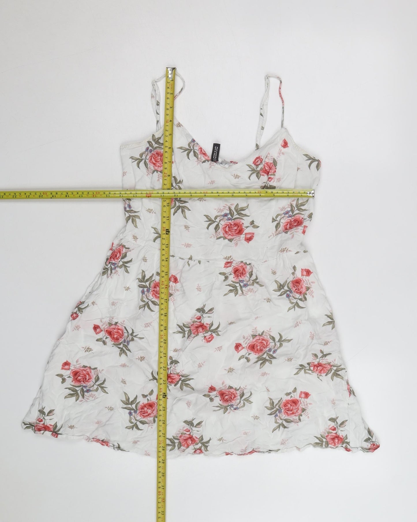 H&M Divided White Floral Slip Dress Women’s Size 12 Summer Casual