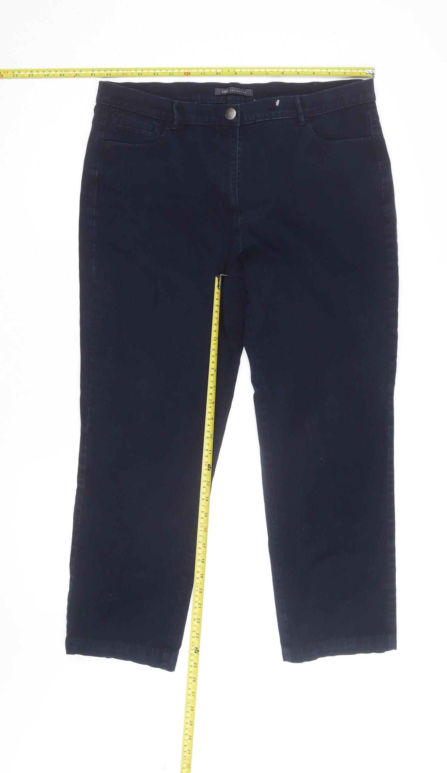 Marks and Spencer Women's Blue Slim Chino Trousers Size 16