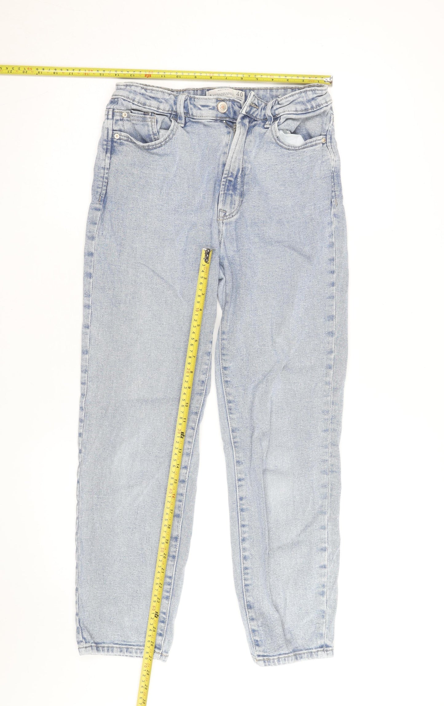 Stradivarius Women’s Blue Mom Jeans Size 12 High Rise Denim