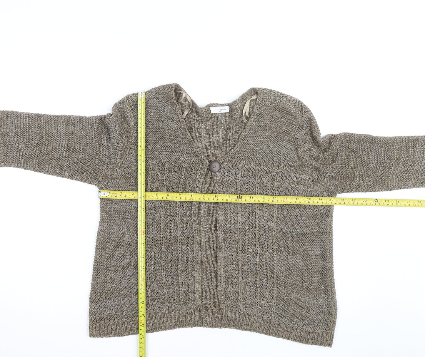 Ethel Austin Women’s Beige V-Neck Knit Cardigan Medium