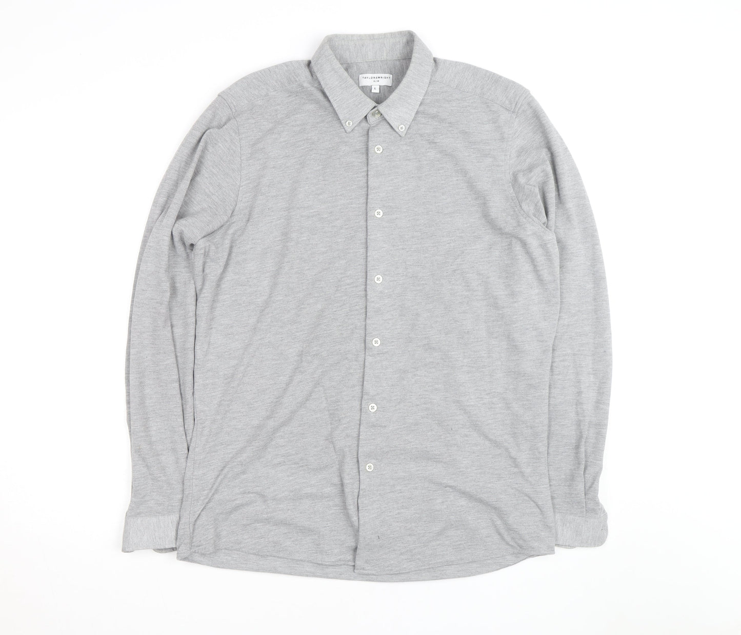 Taylor & Wright Men's Grey Slim Fit Long Sleeve Button-Up Shirt Size L