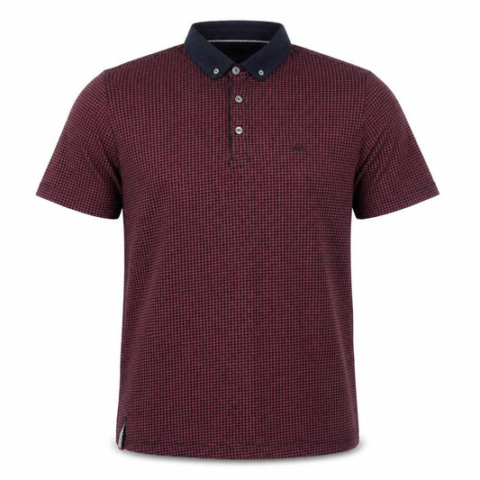 Easy Men’s Red Geometric Cotton Button-Down Polo Shirt M