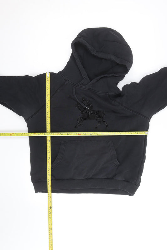 Polo Ralph Lauren Men's Black XL Beaded Logo Pullover Hoodie