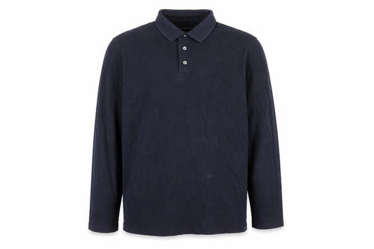 French Connection Men's Black Long Sleeve Cotton Polo Shirt 2XL Regular Fit
