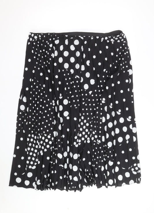 Anthology Women's Black Polka Dot Pleated Midi Skirt Size 16