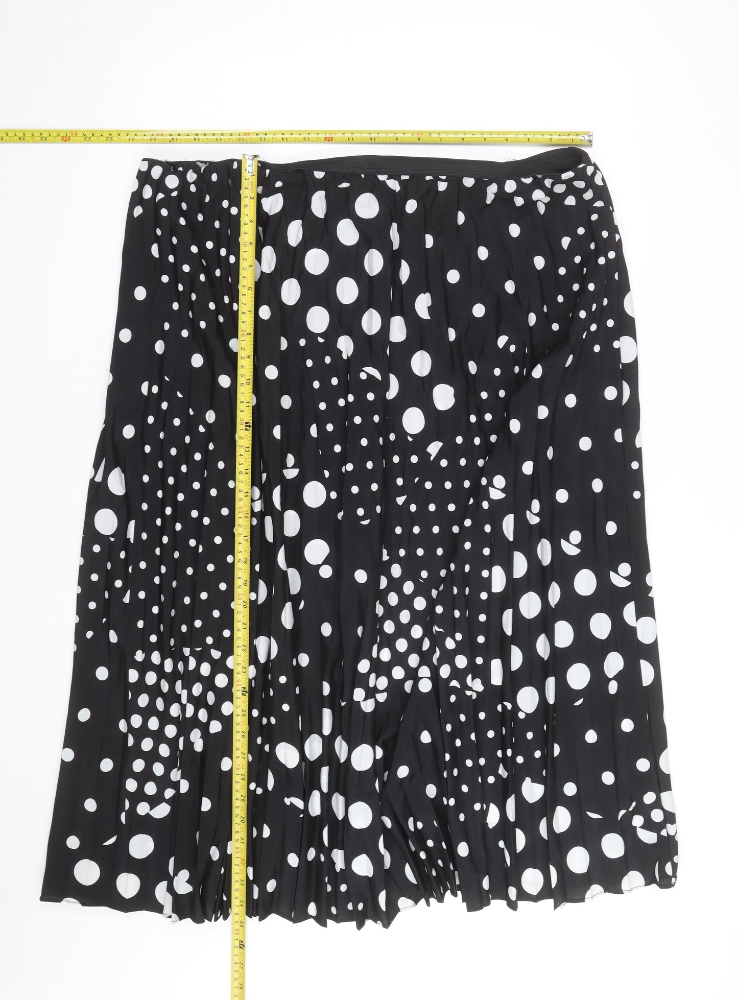 Anthology Women's Black Polka Dot Pleated Midi Skirt Size 16