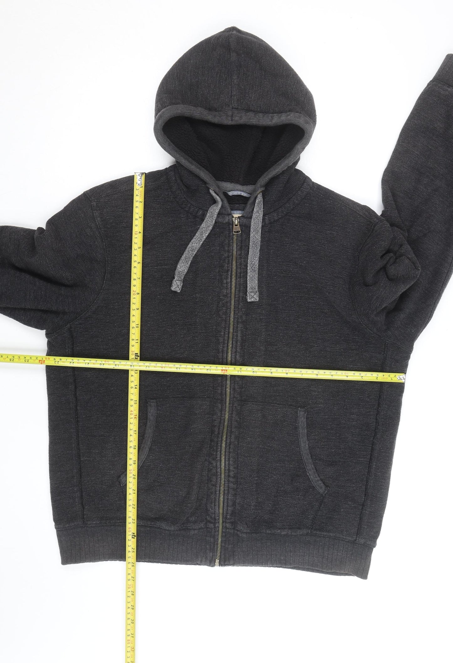 Marks and Spencer Men's Grey Full Zip Fleece Hoodie L