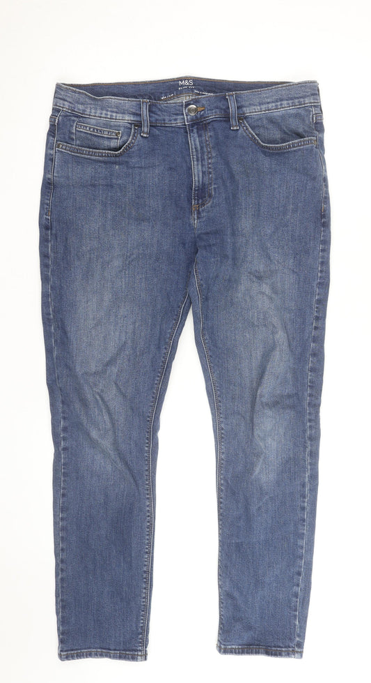 Marks and Spencer Men's Blue Slim Fit Denim Jeans 34W 29L