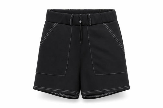 Front view of Missguided Women's Black Paperbag Belted Shorts, size 8