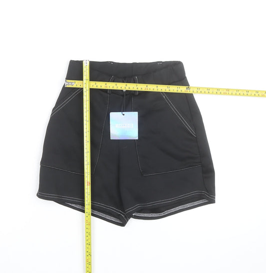 Missguided Women's Black Paperbag Belted Shorts Size 8