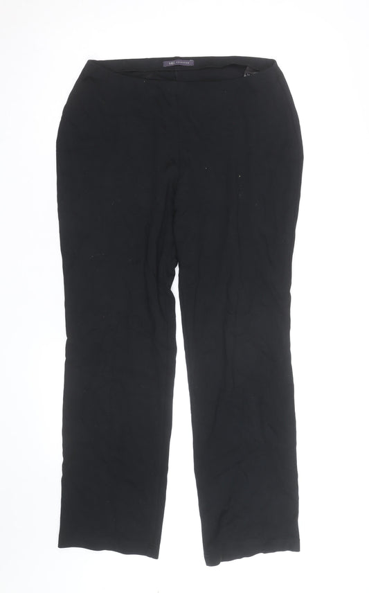 Marks and Spencer Womens Black Size 12 Stretch Jersey Straight Trousers