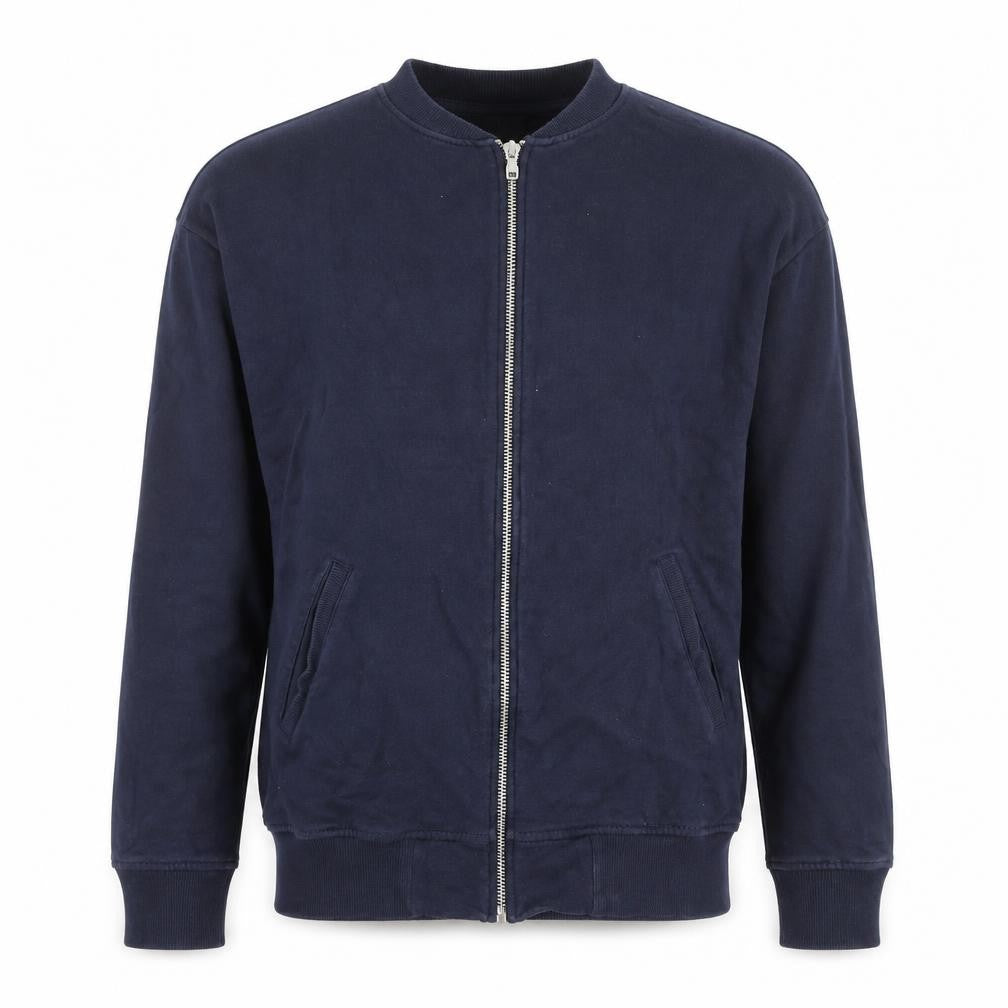 Front view of ASOS Men’s Blue Cotton Zip Basic Jacket, size S, Regular Fit