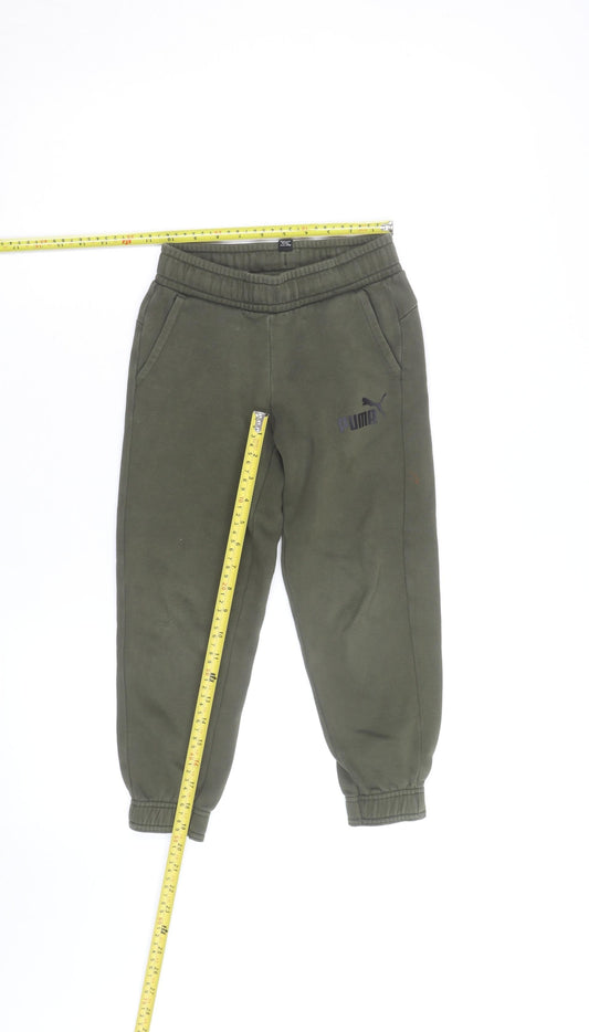 Puma Boys Green Jogger Sweatpants Size 5-6 Years Fleece Activewear