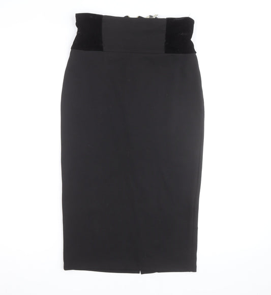 Kelly Brook Women’s Black Velvet Waist Midi Pencil Skirt Size 10