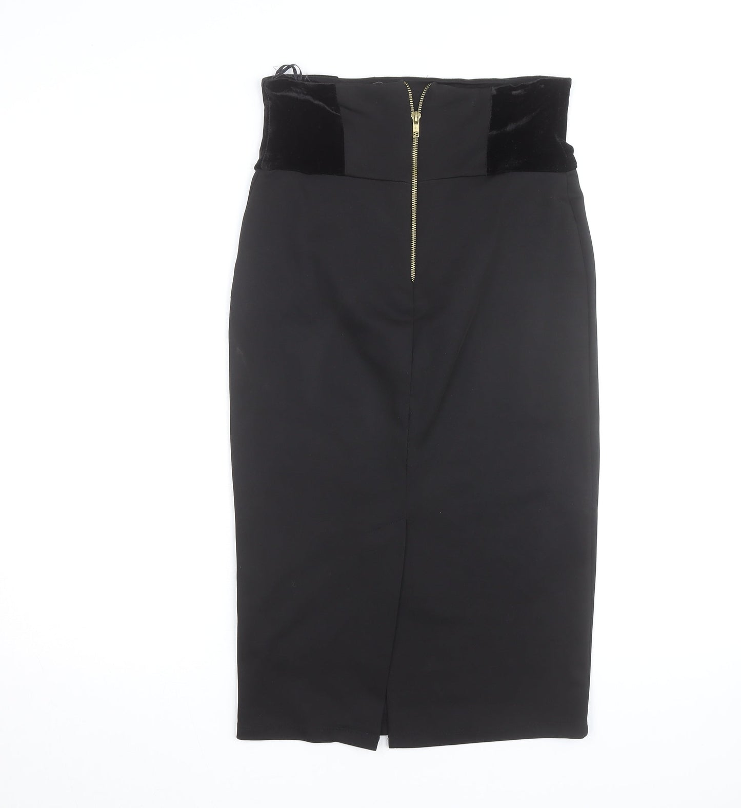 Kelly Brook Women’s Black Velvet Waist Midi Pencil Skirt Size 10