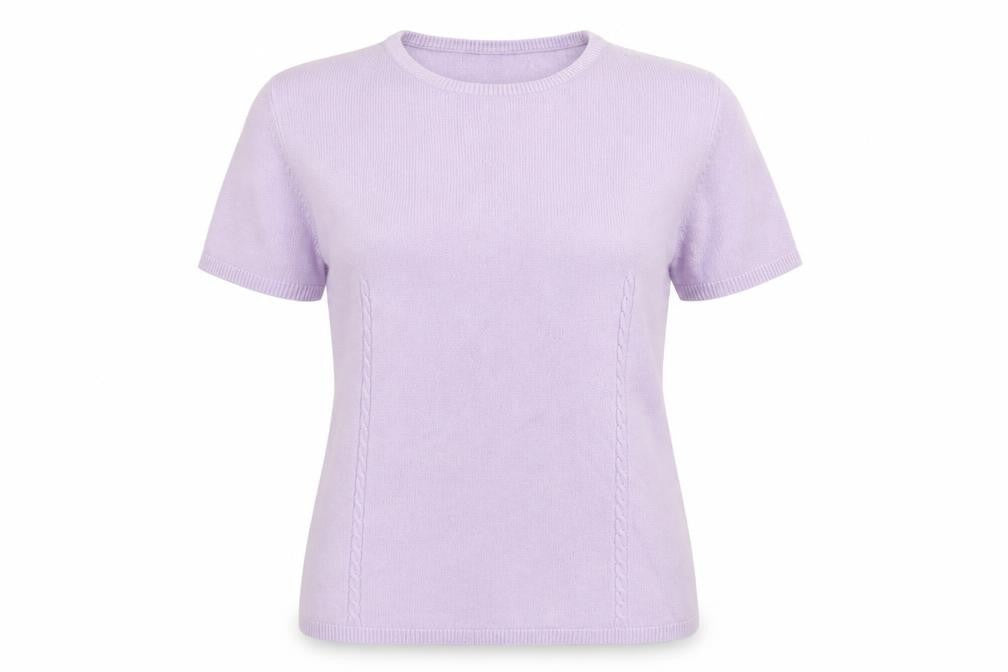 Xe Women's Purple 100% Cashmere Short Sleeve Pullover Jumper Size 10-12