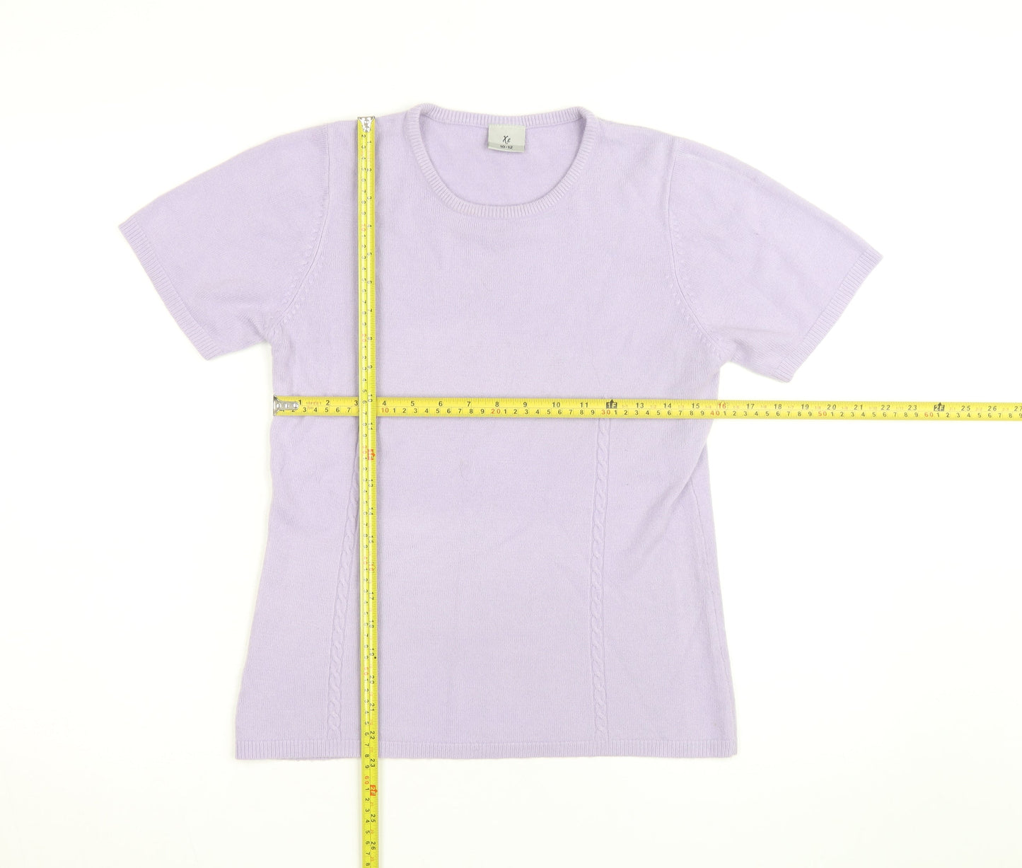 Xe Women's Purple 100% Cashmere Short Sleeve Pullover Jumper Size 10-12