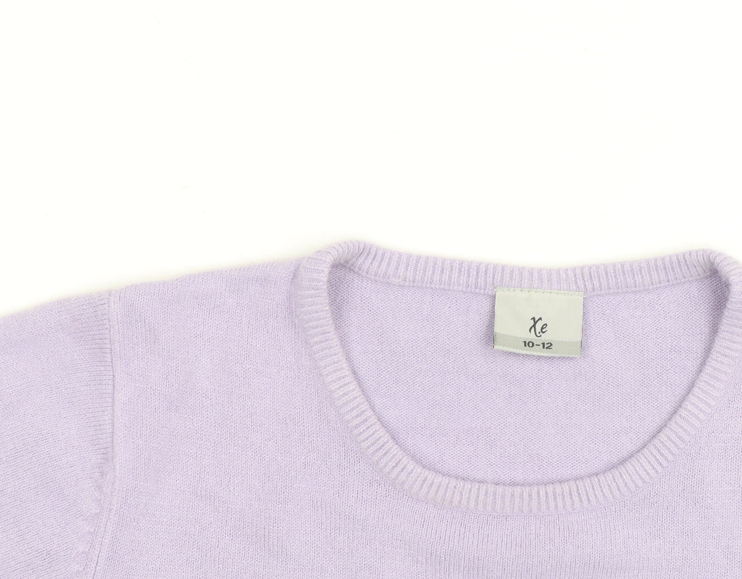 Xe Women's Purple 100% Cashmere Short Sleeve Pullover Jumper Size 10-12