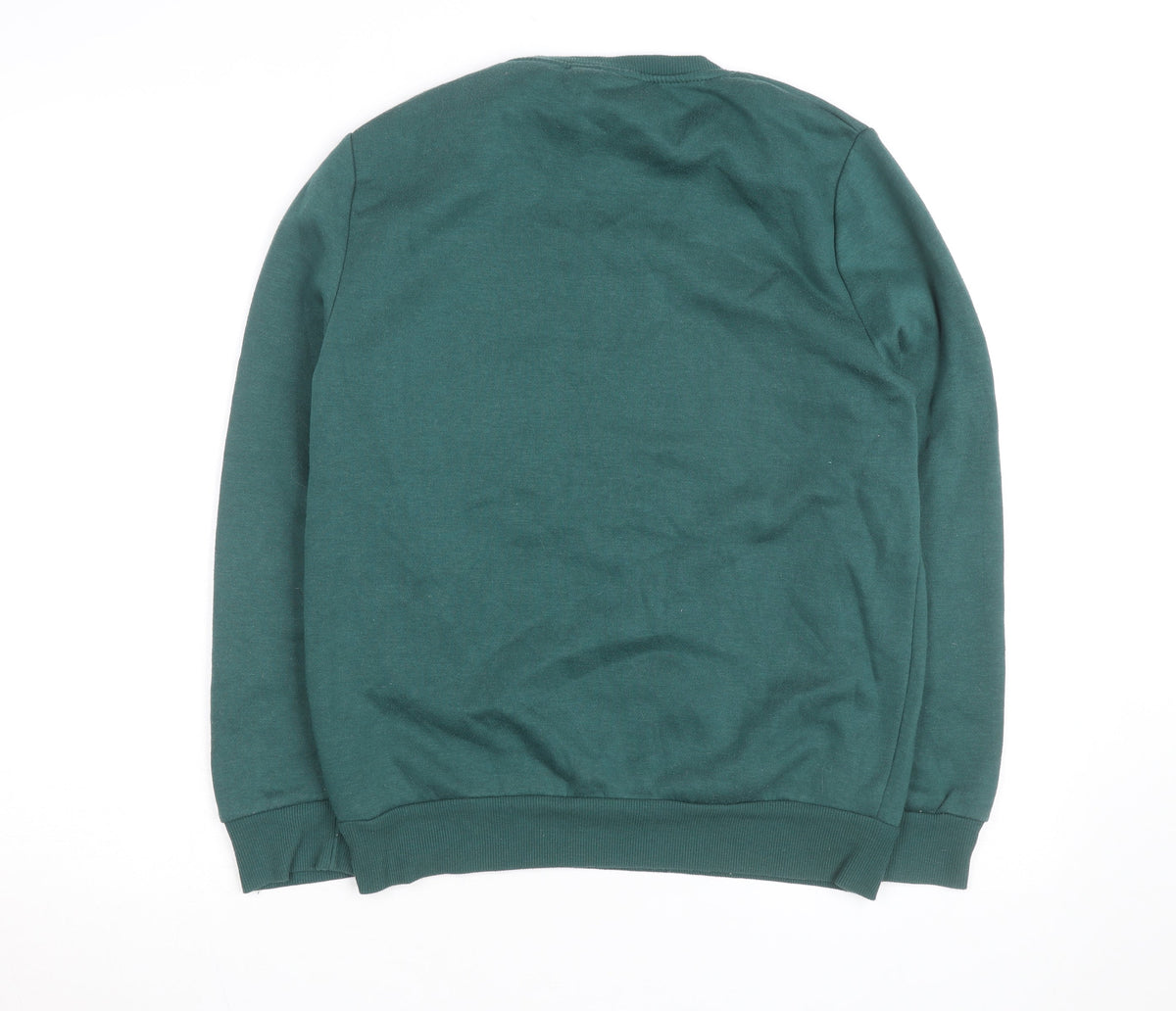 Close-up detail of Disney Men's Green Mickey Mouse Graphic Pullover Sweatshirt, size S
