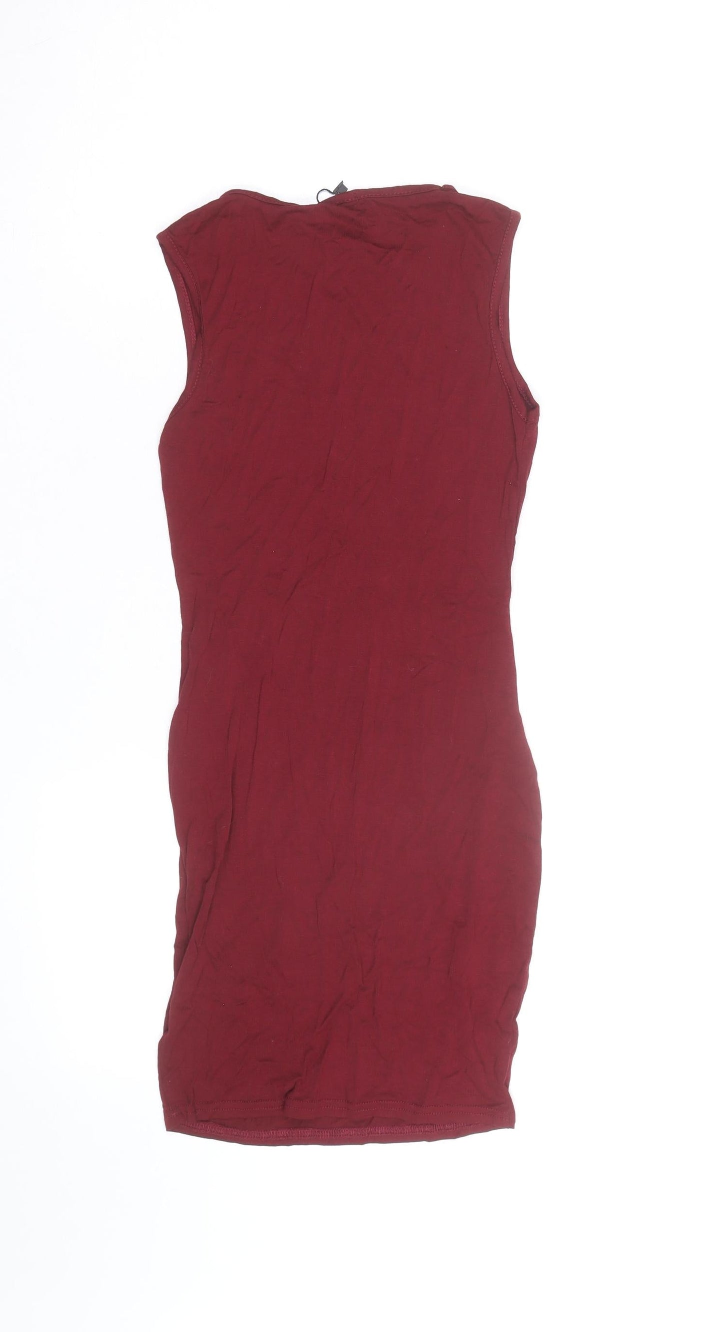 Boohoo Women Petite Red Sleeveless Bodycon Short Dress XS