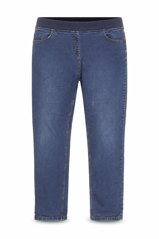 Front view of Maine New England women’s blue straight fit stretch denim jeans 18s