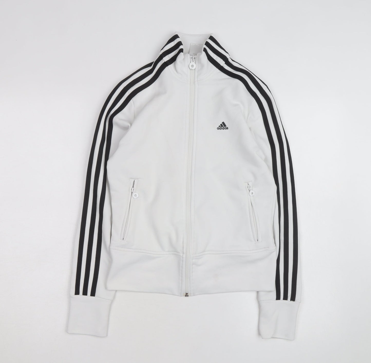 adidas Women's White Track Jacket Size 10 Full Zip Sports Top