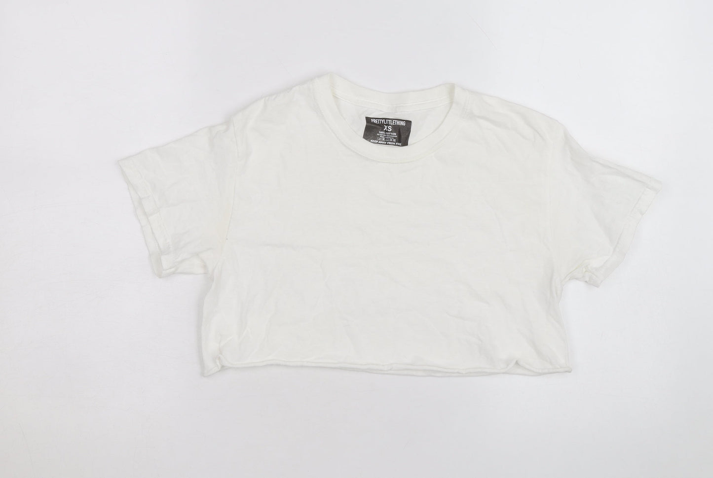 PrettyLittleThing Women’s White Cropped Cotton T-Shirt XS