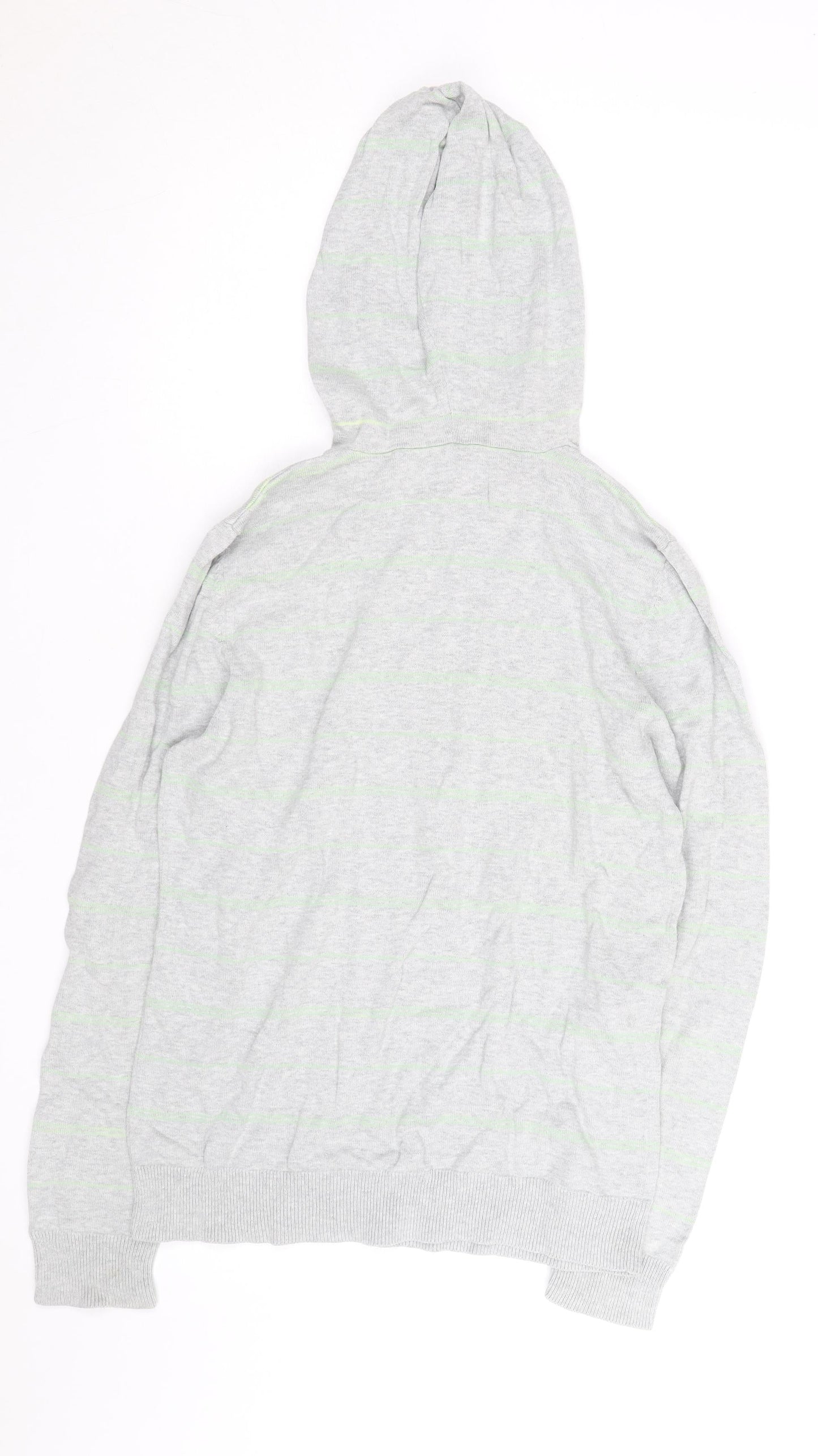 Soul Cal Men's Grey Striped Pullover Hoodie Small Cotton Knit