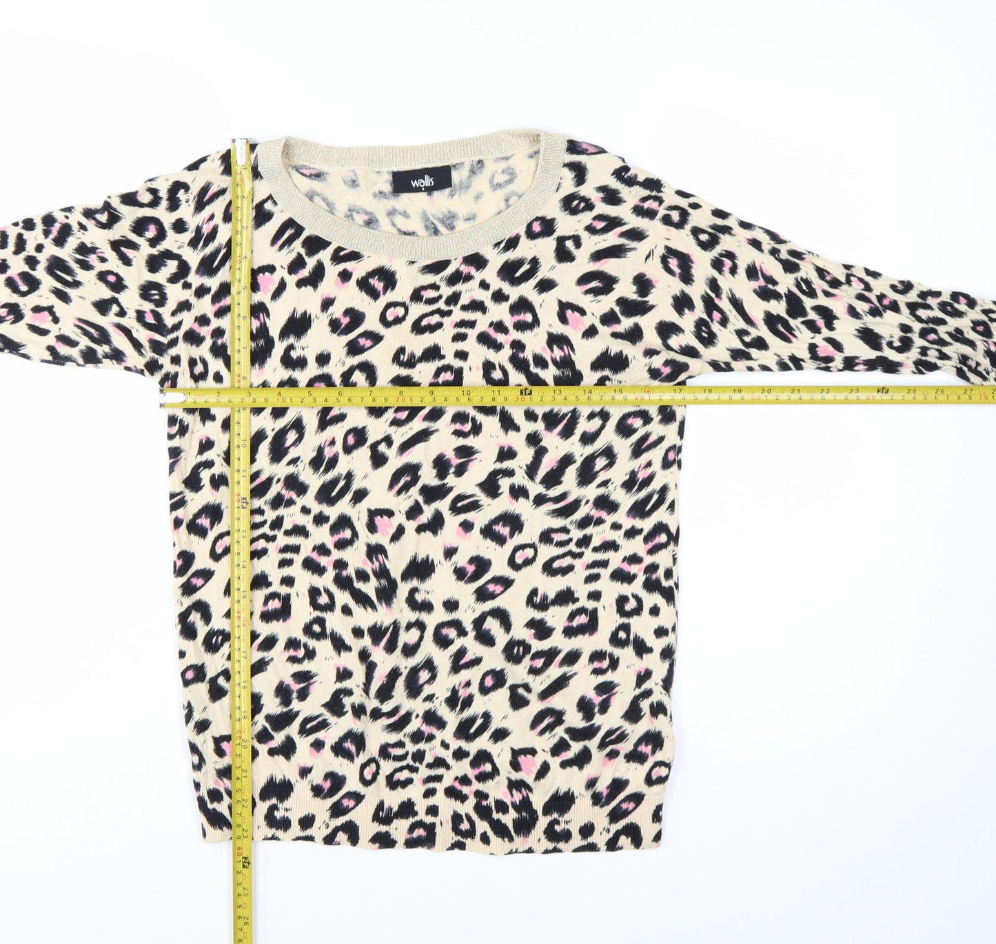 Wallis Women Beige Leopard Print Long Sleeve Jumper Size S