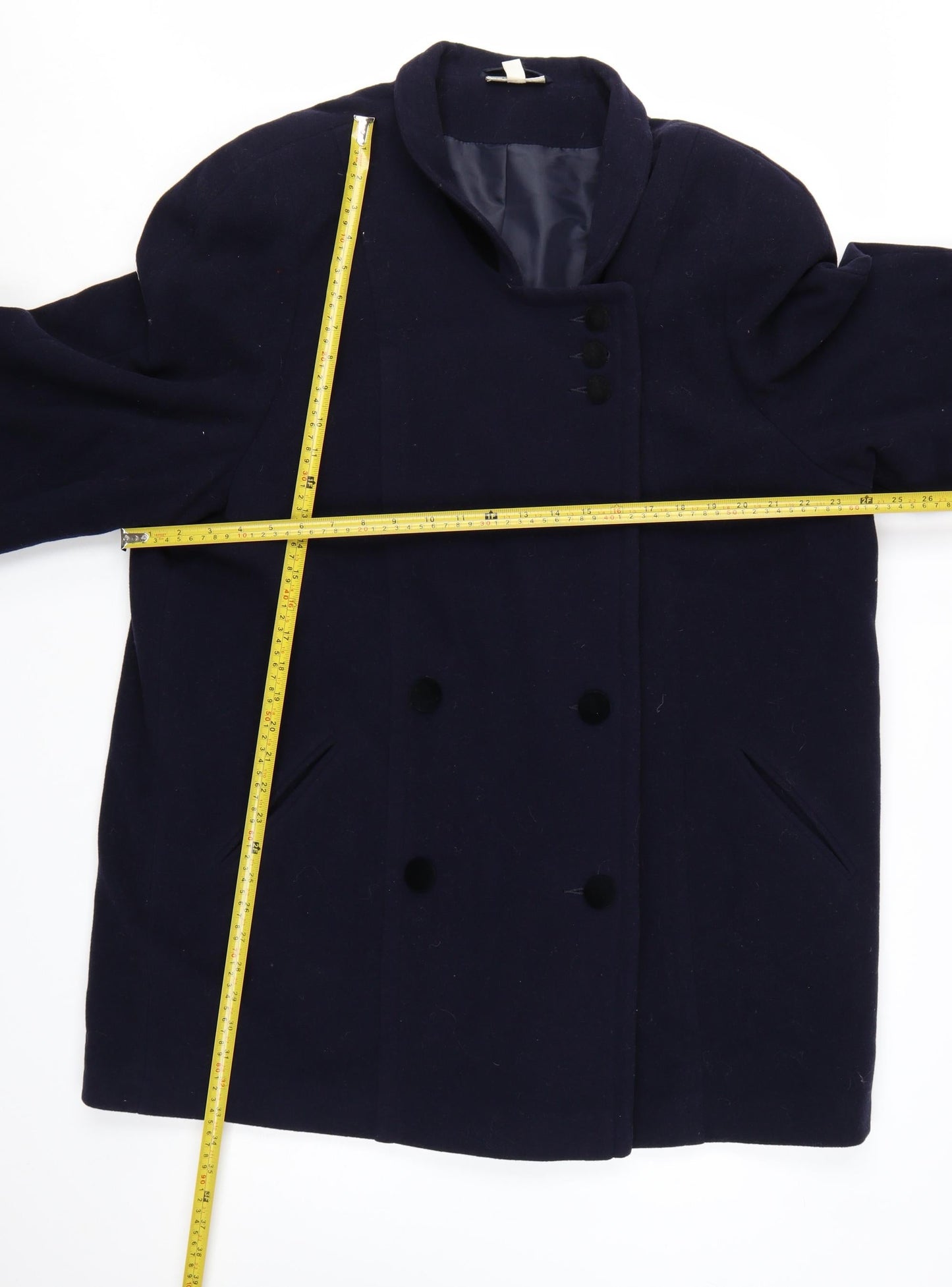 Living Women's Blue Wool Overcoat Size 20 Lined Button Classic Style