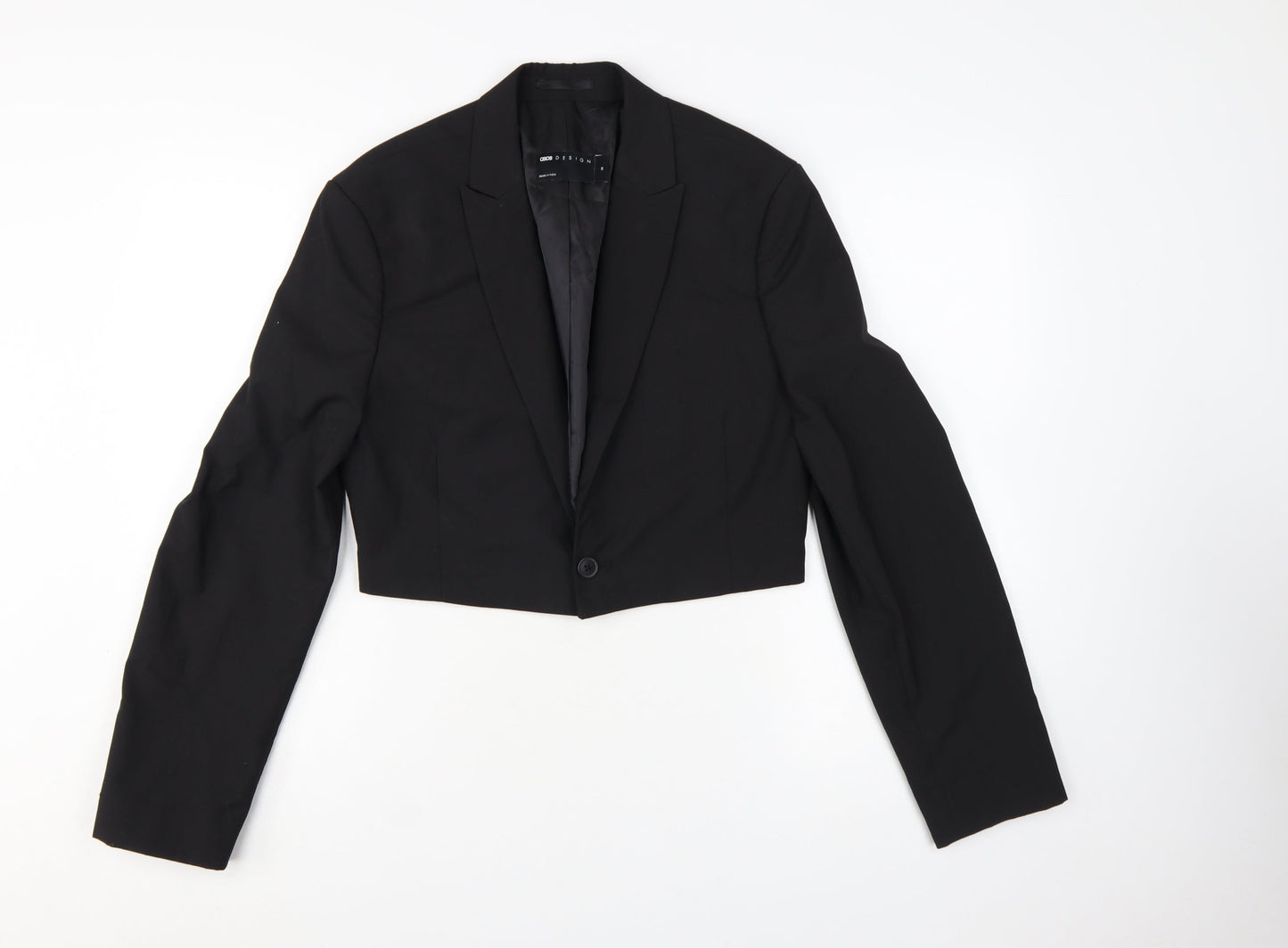 ASOS DESIGN Women's Black XS Cropped Tuxedo Suit Jacket