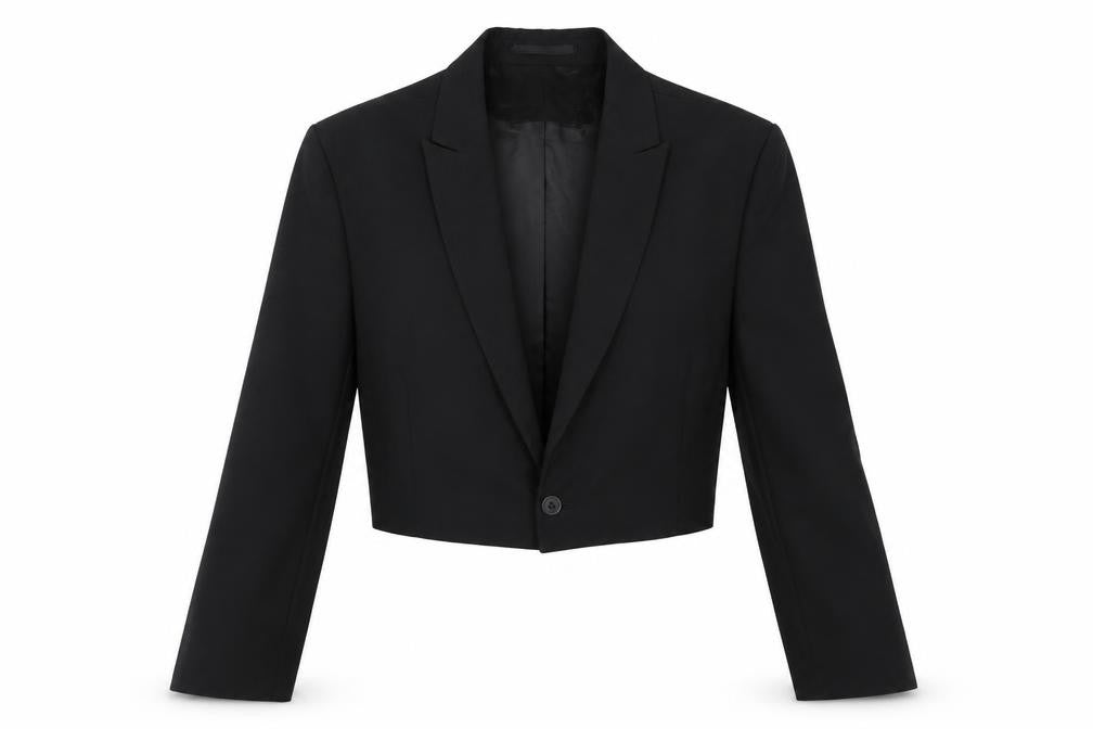 Front view of ASOS DESIGN Women's Black XS Cropped Tuxedo Suit Jacket