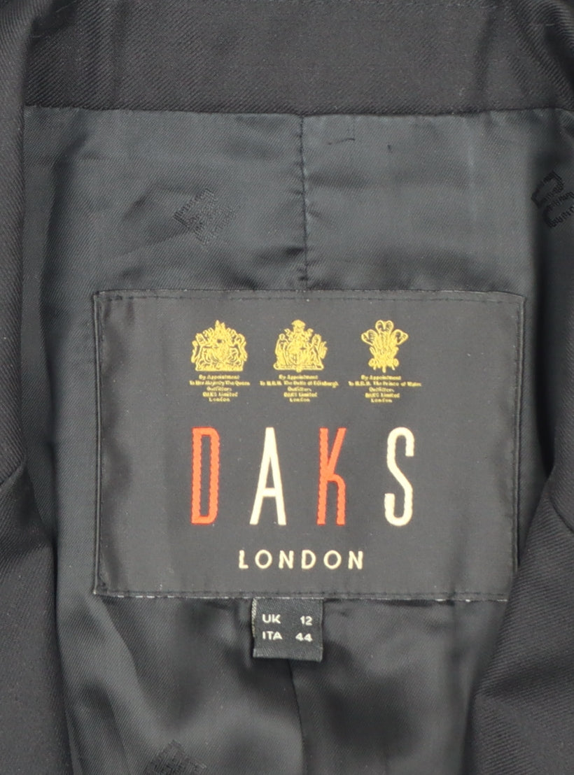 DAKS London Women's Black Wool Blazer UK 12 Single-Breasted Jacket