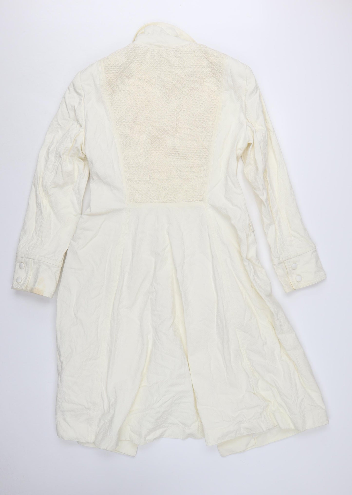Fenn Wright Manson Women's Ivory Long Cotton Trench Coat UK 14