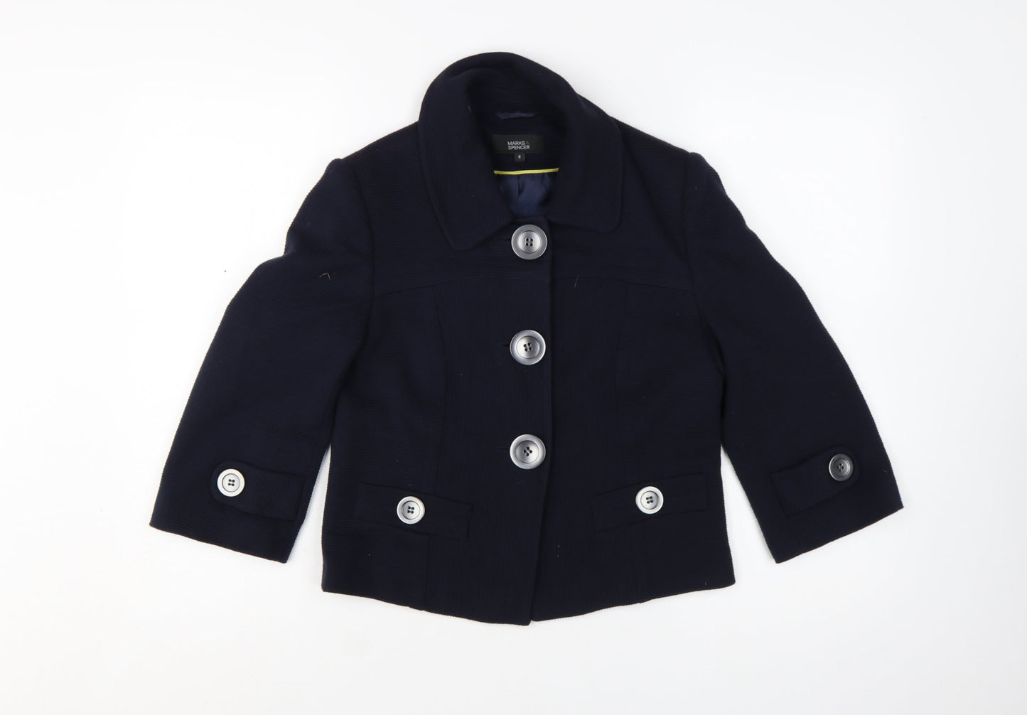 Marks and Spencer Women's Blue 3/4 Sleeve Short Blazer Size 8