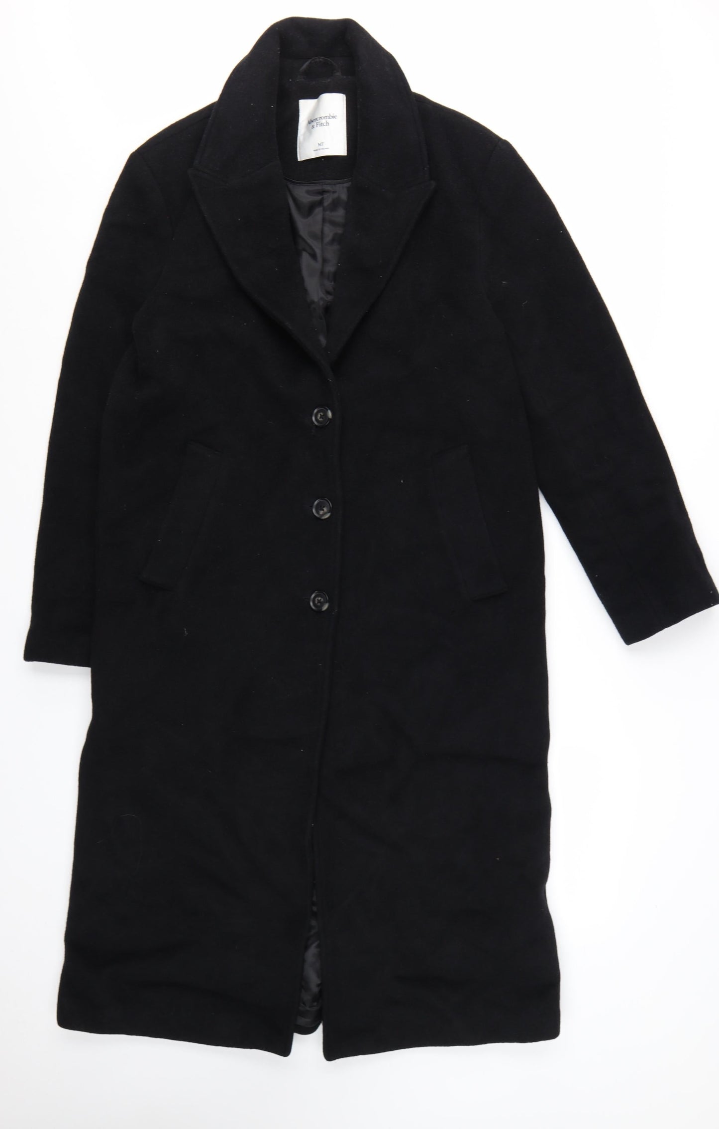 Abercrombie & Fitch Womens Black Wool Long Overcoat M