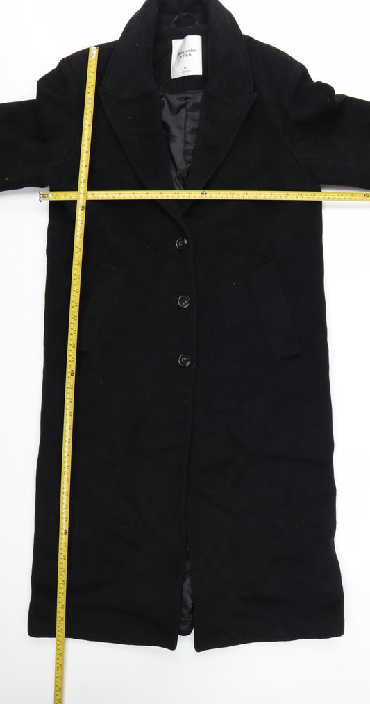 Abercrombie & Fitch Womens Black Wool Long Overcoat M
