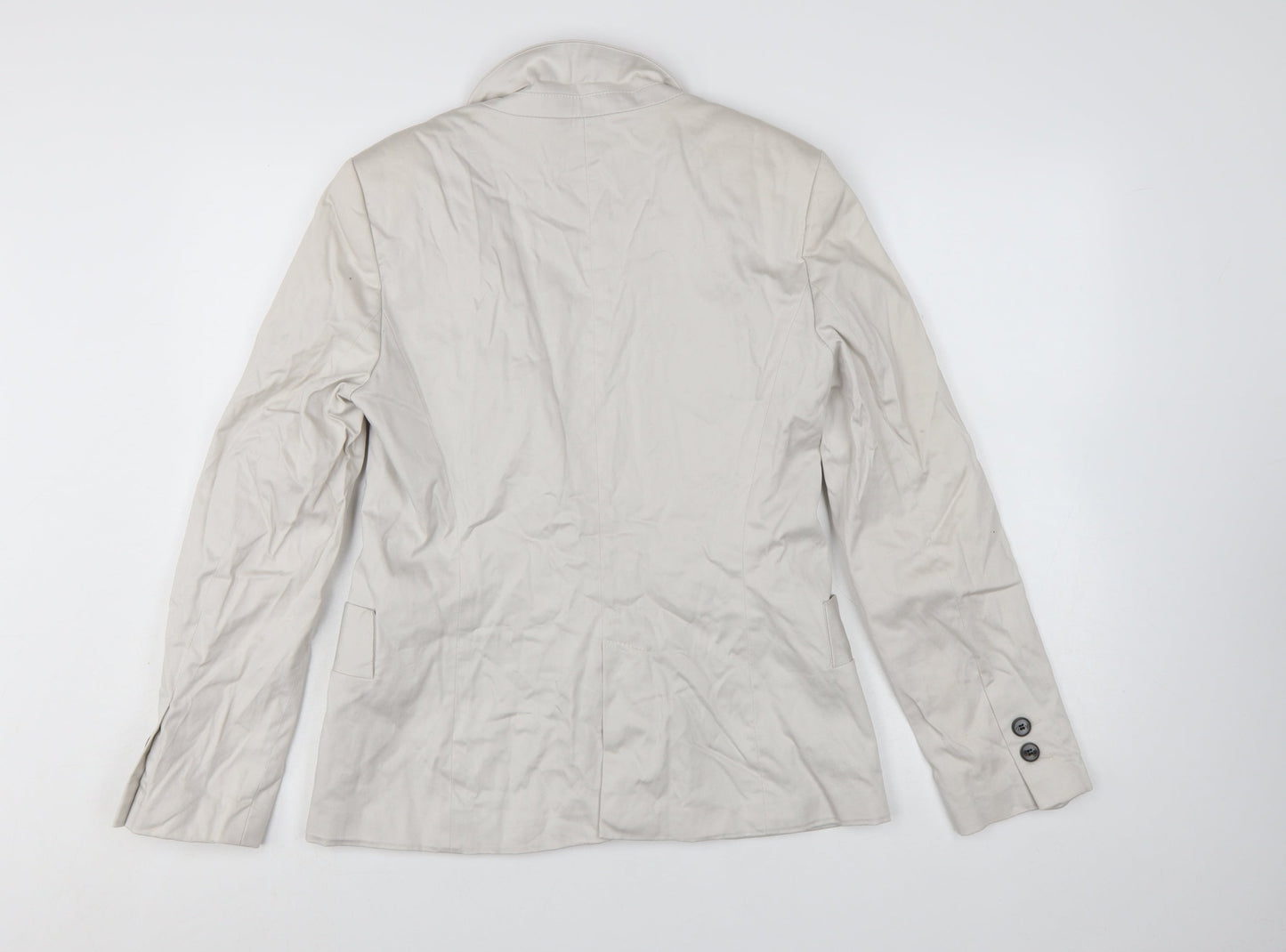 Zara Basic Women Beige Single-Breasted Cotton Blazer Size L