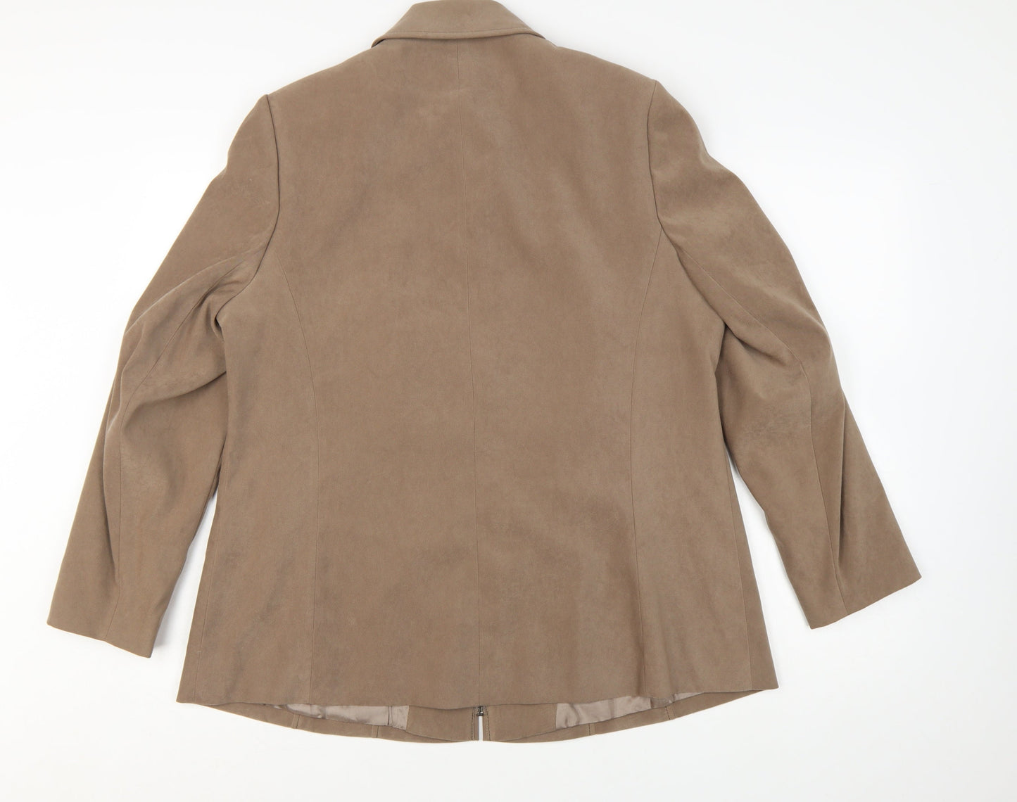Ann Harvey Women's Beige Suede Look Zip Jacket UK 16