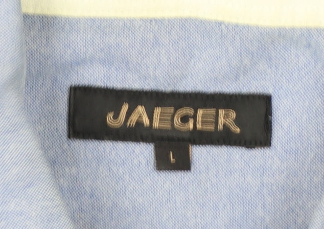 Jaeger Men Blue Cotton Button-Down Long Sleeve Casual Shirt L