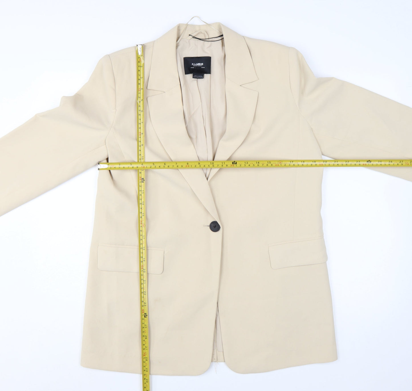 Pull&Bear Women Beige Single-Breasted Blazer Size 14