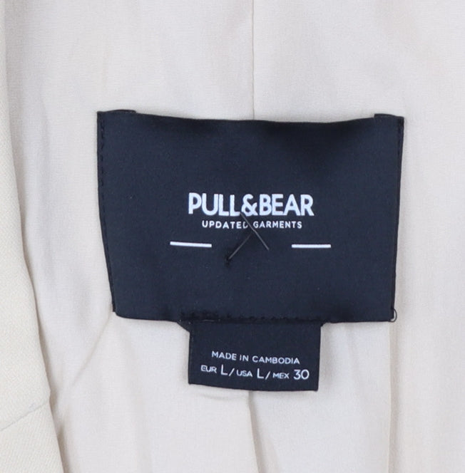 Pull&Bear Women Beige Single-Breasted Blazer Size 14