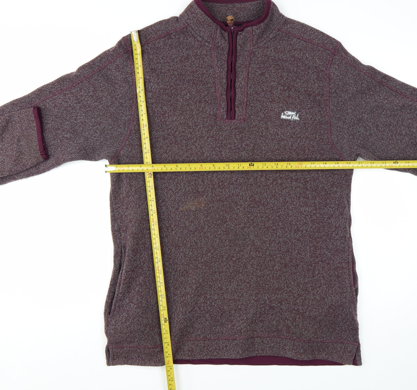 Weird Fish Men's Purple Knit 1/4 Zip Pullover Sweatshirt L
