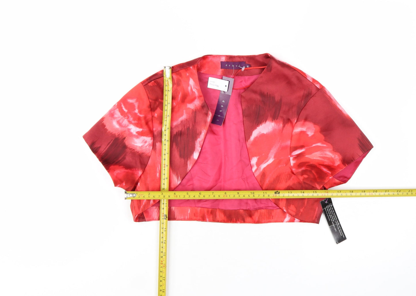 Début Women Red Floral Cropped Suit Jacket Size 10