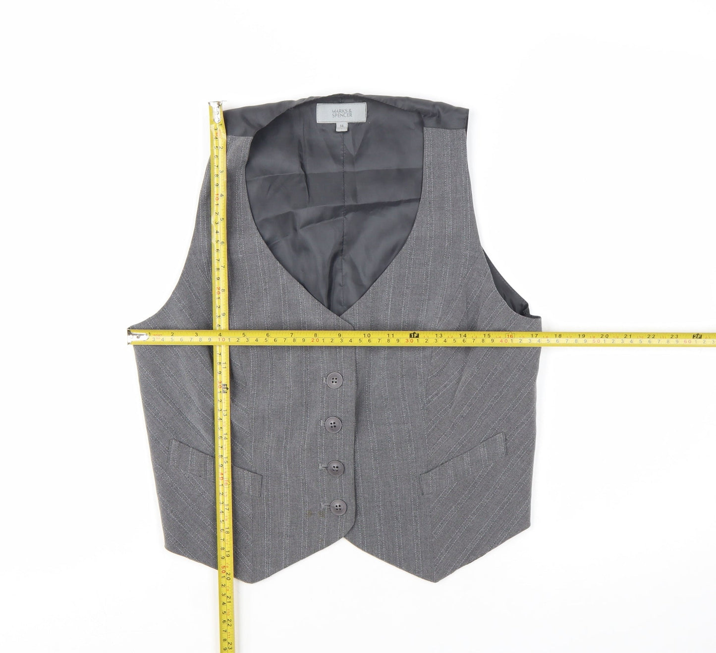 Marks and Spencer Women's Grey Pinstripe Suit Waistcoat Size 14
