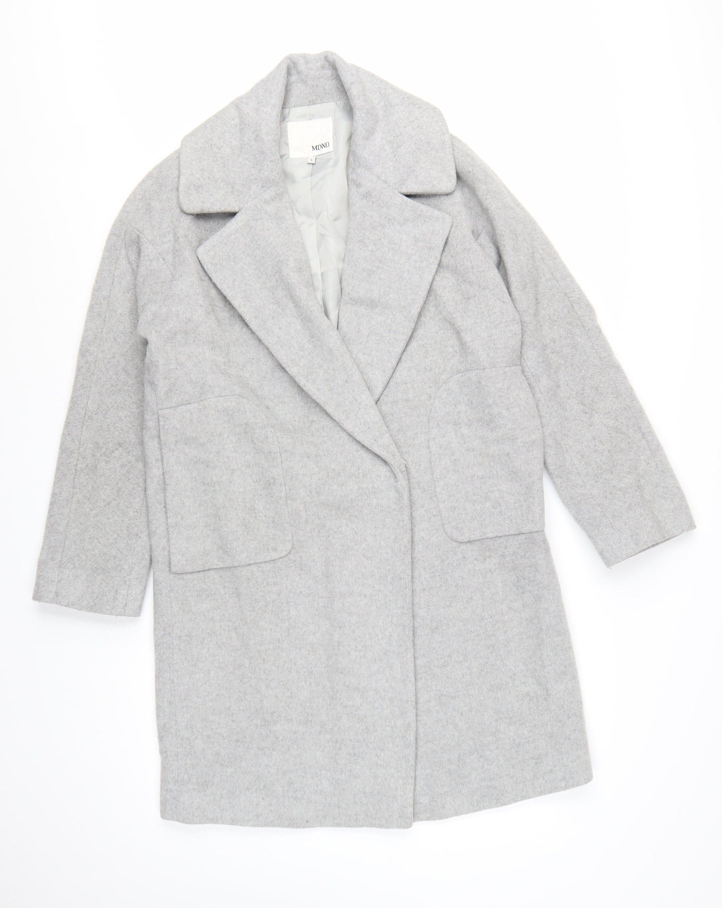 Mixxo Women's Grey Wool Blend Mid-Length Overcoat Size S