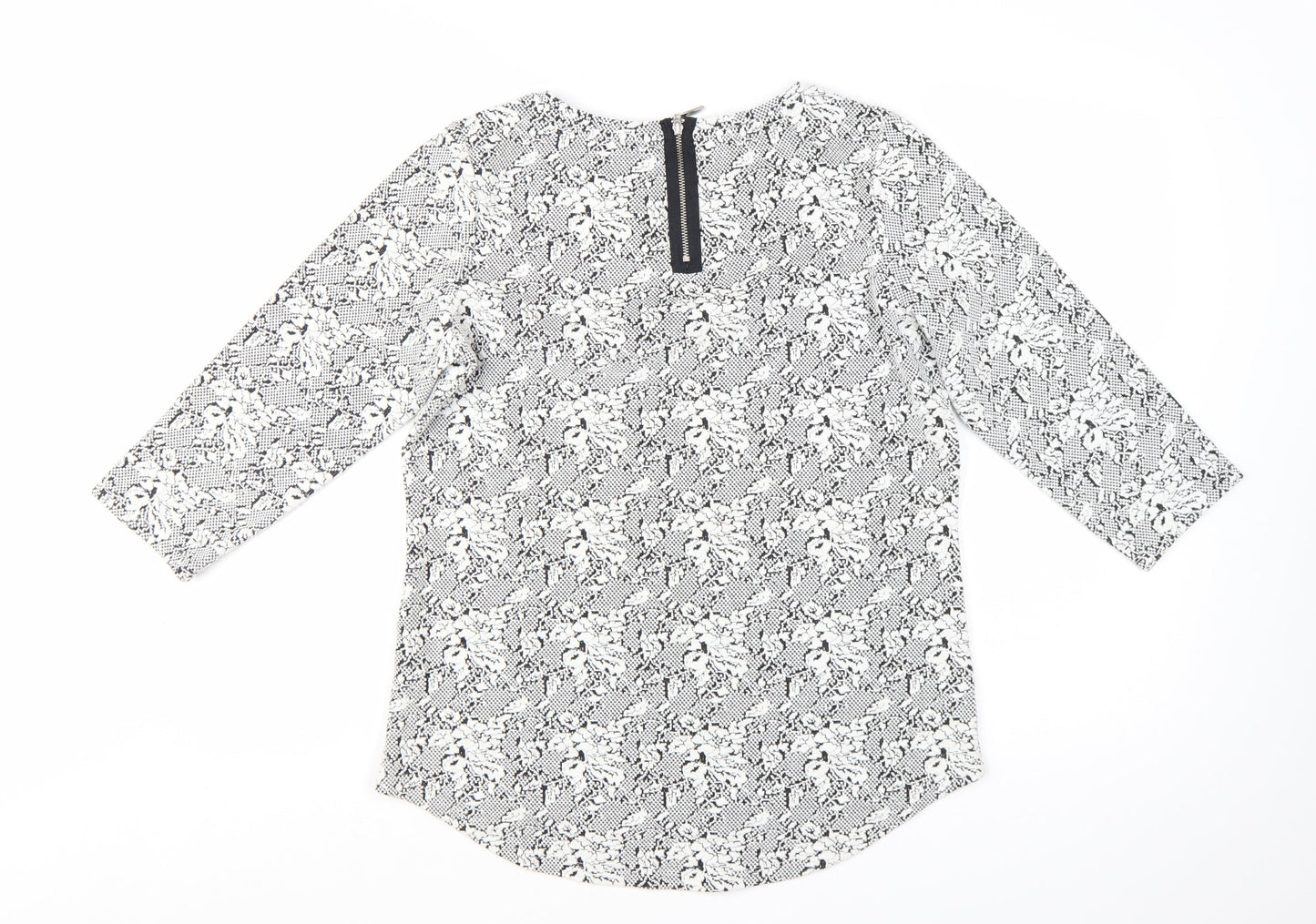 Next Women’s Grey Floral 3/4 Sleeve Jersey Blouse Size 12
